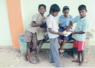 Both Boys & Girls HRPB Playing And Sharing Their Skills Through A Paper Game At Free Time.